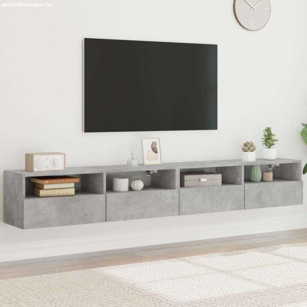 vidaXL 2 db betonszürke szerelt fa fali TV-szekrény 100x30x30 cm