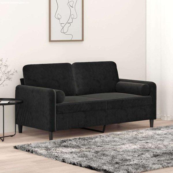 vidaXL 2 személyes fekete bársony kanapé díszpárnákkal 140 cm