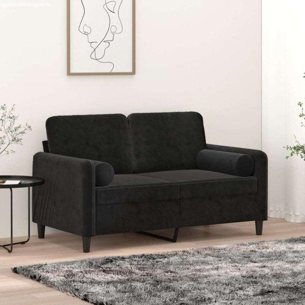 vidaXL 2 személyes fekete bársony kanapé díszpárnákkal 120 cm