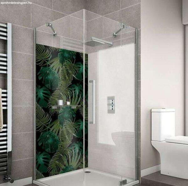 Wallplex fürdőszobai dekorpanel Fekete pálmalevelek 90 cm x 200 cm        