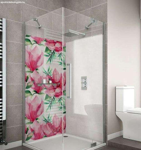 Wallplex fürdőszobai dekorpanel Egzotikus virágok akvarell 90 cm x 200 cm    
   