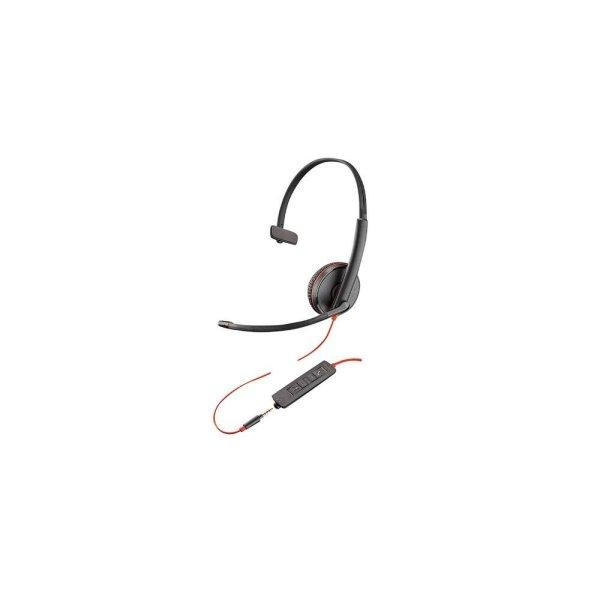 HP Poly Blackwire 3215 Vezetékes Mono Headset - Fekete/Piros (BULK)