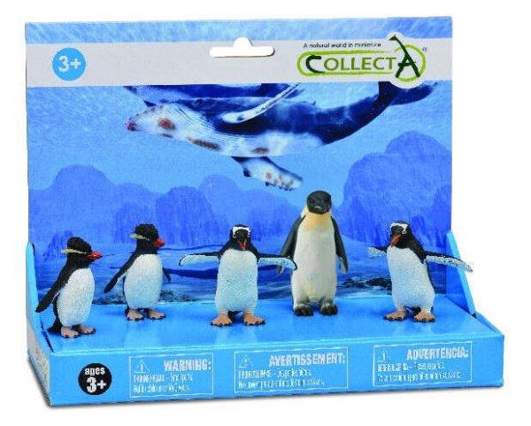 5 kézzel festett pingvin figurából álló készlet