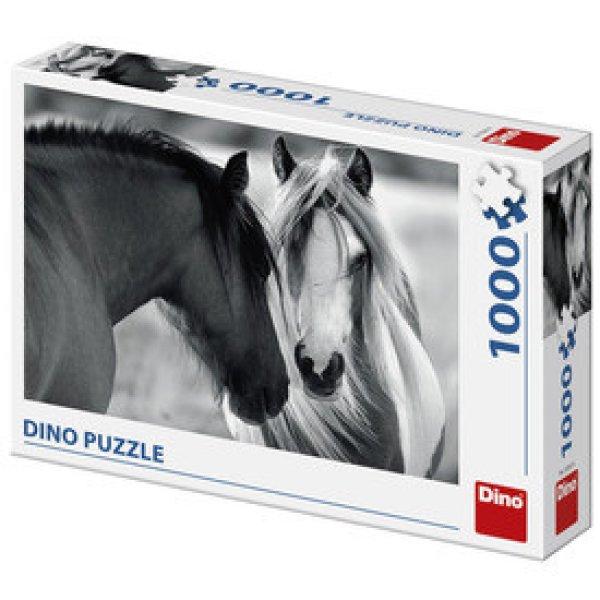 Dino Puzzle 1000 db - Lovak fekete-fehérben