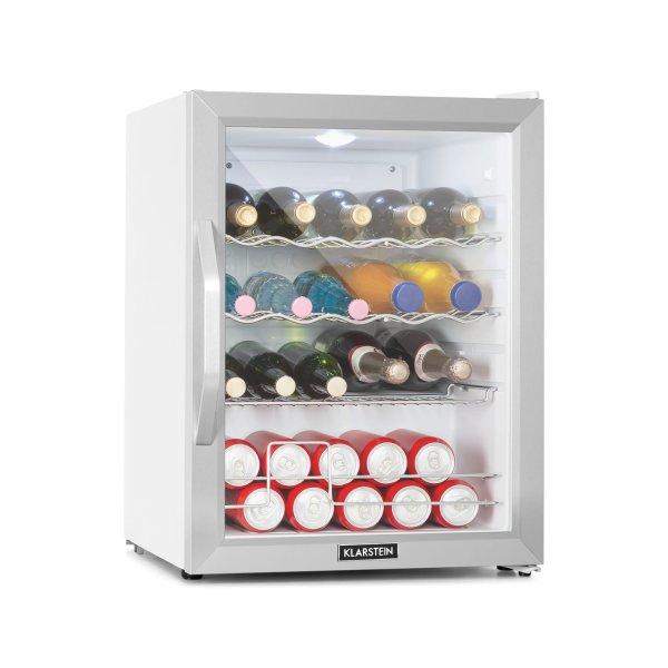 Klarstein Beersafe XL Crystal White, hűtőszekrény, D energiahatékonysági
osztály, 60 liter, LED, üvegajtó, fehér/ezüst