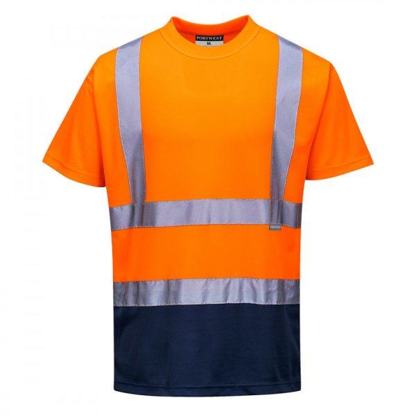 Portwest Kéttónusú pólóing (narancs / tengerészkék XL)