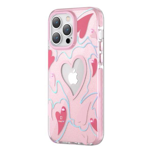 Kingxbar Heart Star Series tok iPhone 14 Pro Max tok hátlap tok rózsaszín
szív