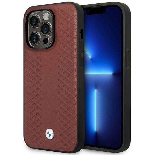 Etui BMW BMHMP14X22RFGR iPhone 14 Pro Max 6,7" burgundi bőr
gyémántmintás MagSafe MagSafe tok