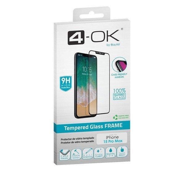 4-OK képernyővédő üveg (3D full glue, íves, teljes felületén tapad, tok
barát, karcálló, 9H) FEKETE Apple iPhone 15 Pro Max