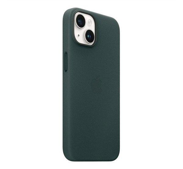 Apple iPhone 14 MagSafe-rögzítésű bőr tok, Erdőzöld
