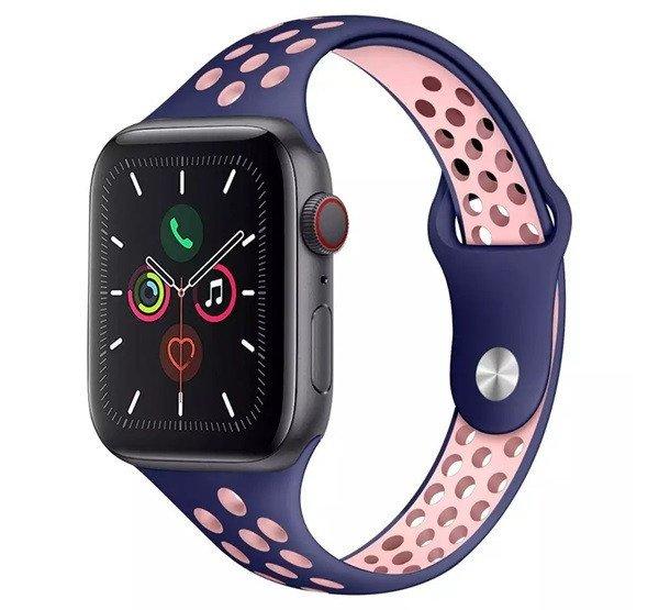 Phoner Apple Watch lyukacsos vékony sport szíj 38/40/41mm, kék/rózsaszín