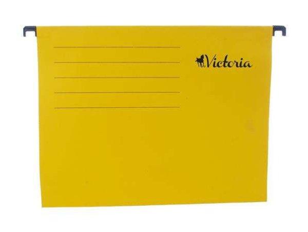 Függőmappa, karton, A4, VICTORIA OFFICE, sárga - 25 db/csom