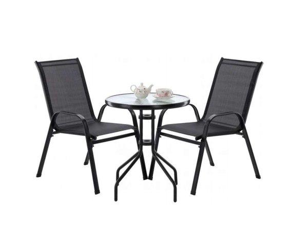 GardenLine Erkélybútor szett asztallal, székekkel, fekete