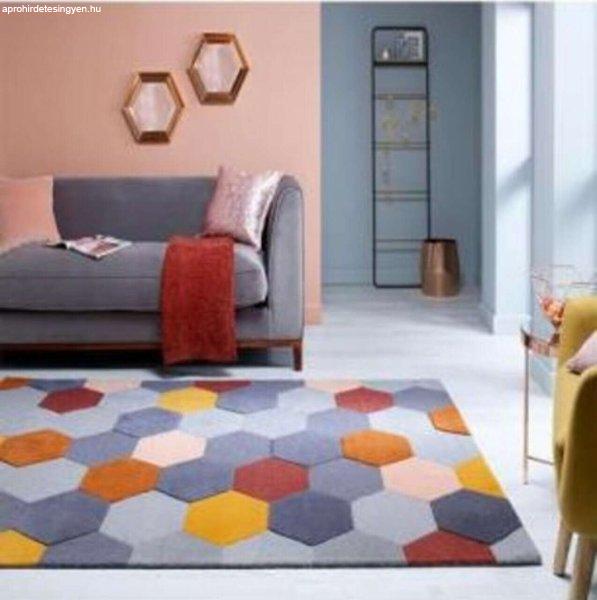 Homeycomb Bedora szőnyeg, 160x230 cm, 100% gyapjú, sokszínű, kézzel
készített