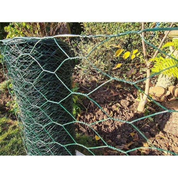 Rabitz hálós kerítés, pvc, zöld, 16 mm, 0,9 mm, magasság 1 m