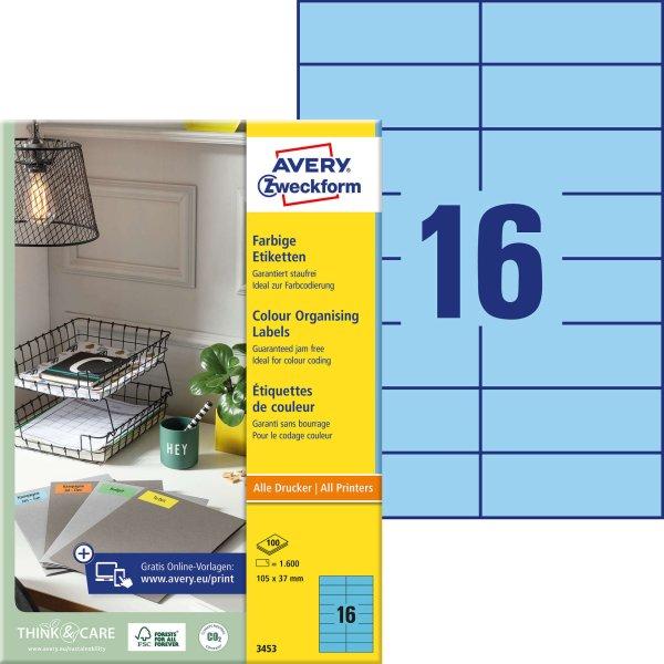 Avery-Zweckform 3453 105x37mm 2 pályás univerzális etikett kék 16 címke/ív
100ív/doboz