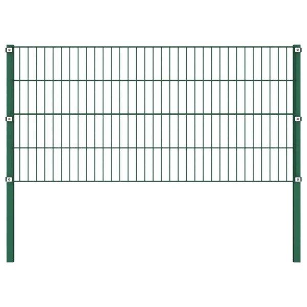 Zöld vas kerítéspanel oszlopokkal 8,5 x 0,8 m