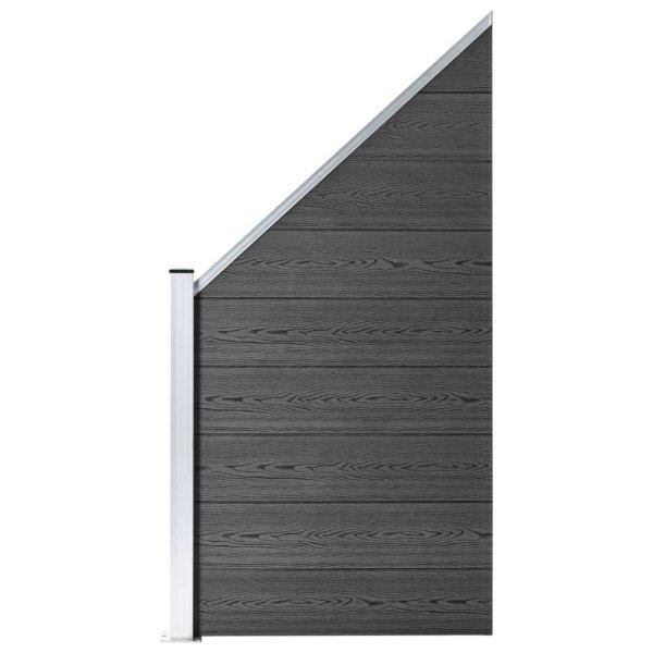 Fekete wpc kerítéspanelszett 446 x (105-186) cm