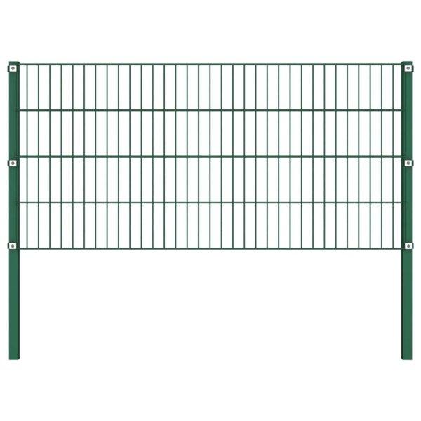 Zöld vas kerítéspanel oszlopokkal 13,6 x 0,8 m