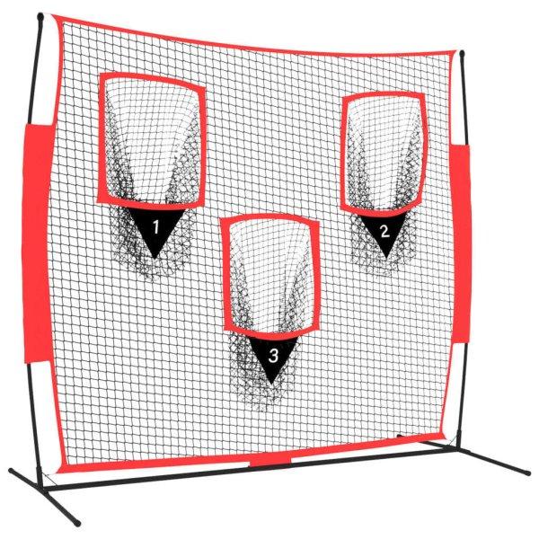 Hordozható fekete/piros poliészter baseballháló 183x105x183 cm