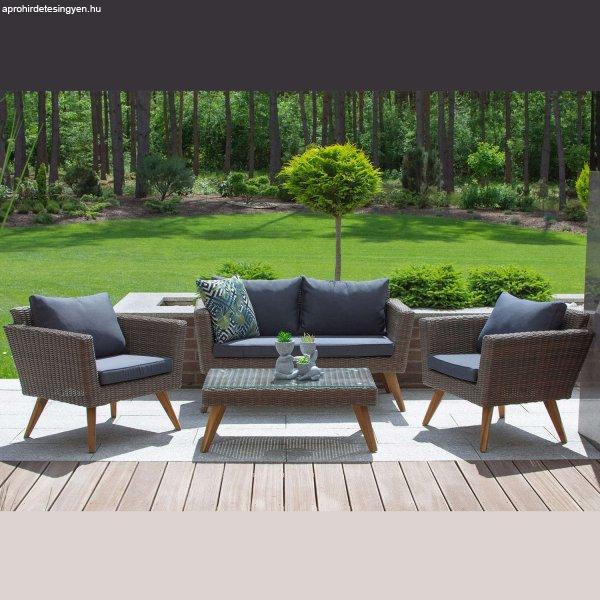 Malmö kerti/terasz bútorkészlet, polyrattan, 4 részes kanapé fotelek és
asztal, barna