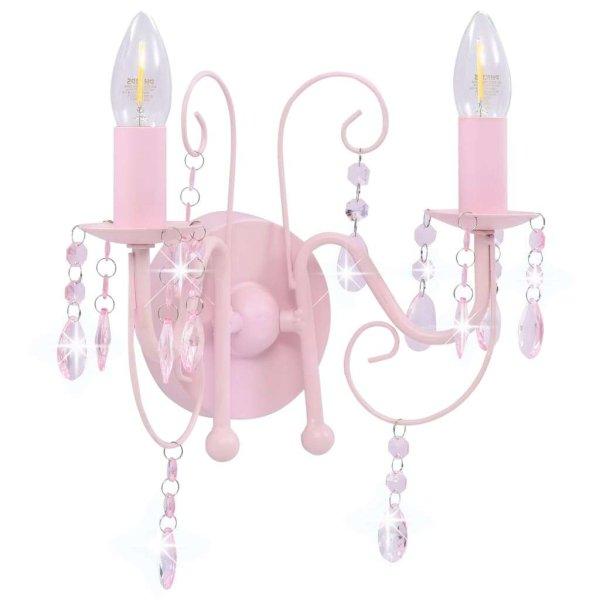 Rózsaszín fali lámpa gyöngyökkel 2 x e14