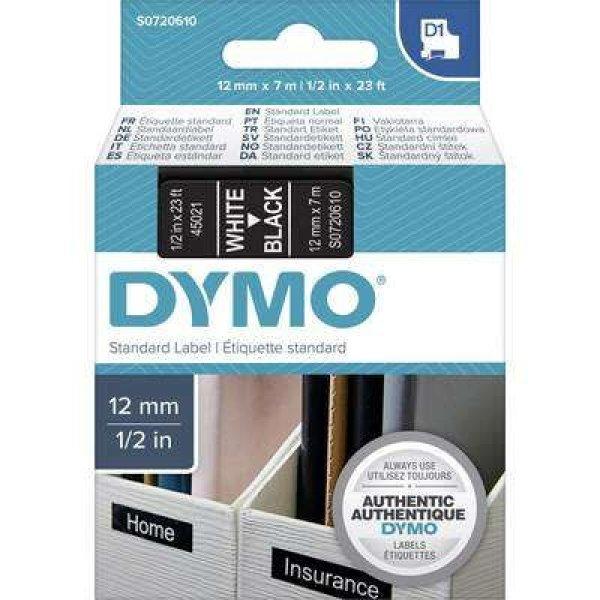 DYMO feliratozószalag D1, 12mm, fekete szalag,fehér betű S0720610