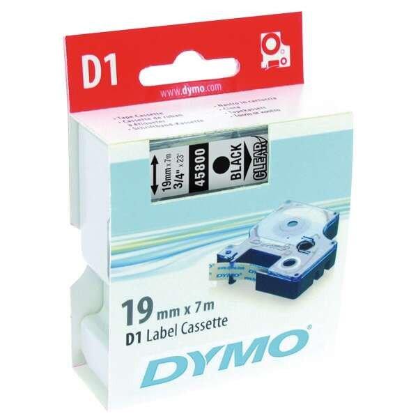 DYMO címke LM D1 alap 19mm fekete betű / víztiszta alap