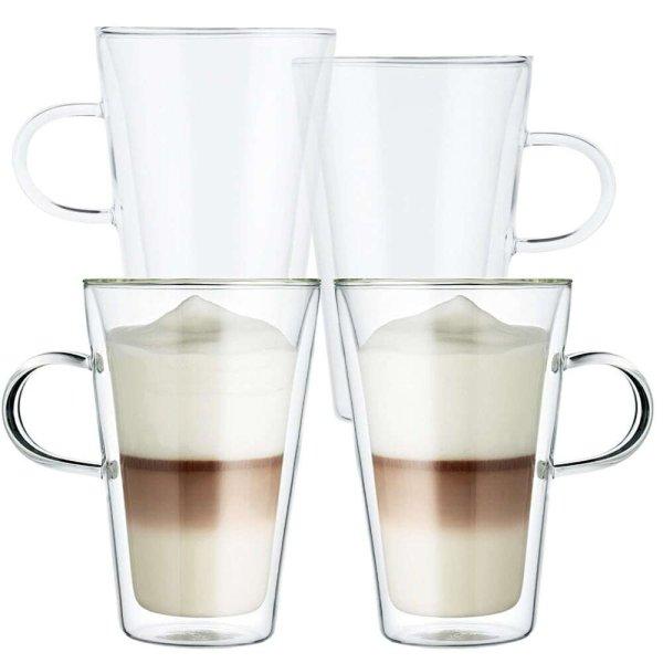 4 csésze dupla falú készlet Quasar & Co.®, 400 ml, hőálló, egyenes,
átlátszó modell