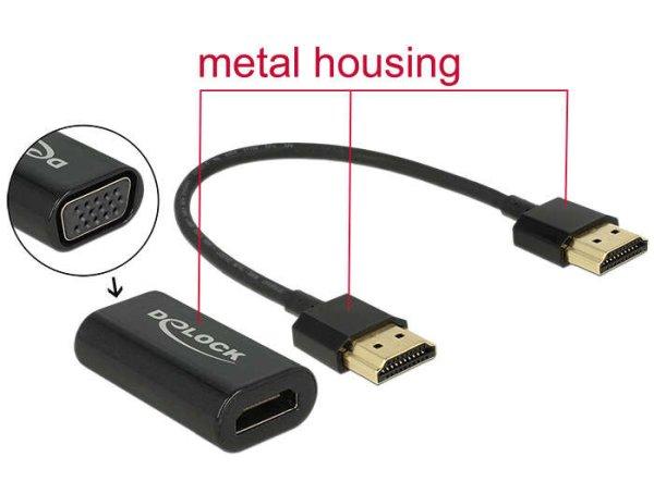DeLOCK HDMI M - HDMI M /VGA F Adapterkábel 0.15m - Fekete