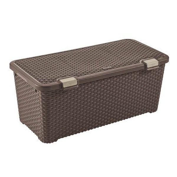 Tárolóláda rattan hatású, CURVER STYLE 72L, barna