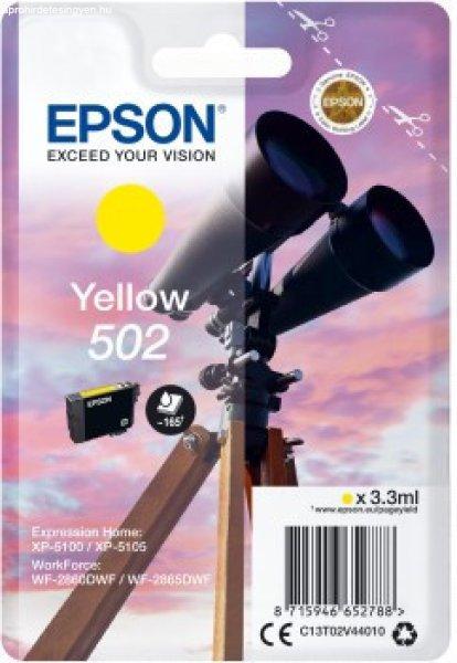 EPSON Nr.502 sárga EREDETI tintapatron (C13T02V44010) 3,3ml (≈165 oldal)