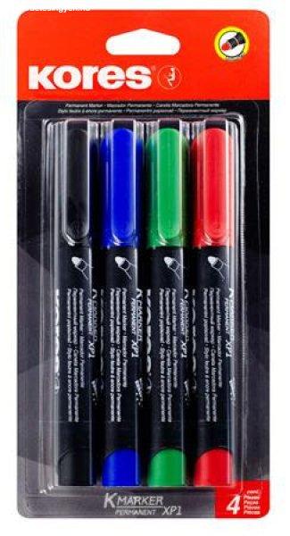 Alkoholos marker készlet, 3 mm, kúpos, KORES "Eco K-Marker", 4
különböző szín