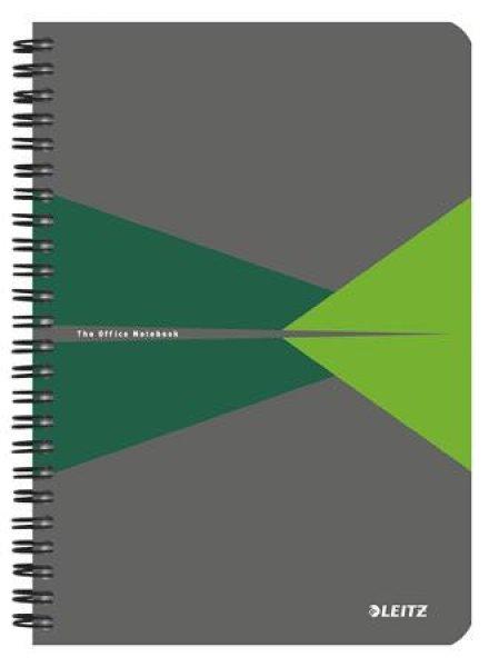 Spirálfüzet, A5, vonalas, 90 lap, laminált karton borító, LEITZ
"Office", szürke-zöld