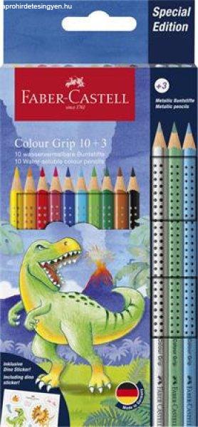 Színes ceruza készlet, háromszögletű, FABER-CASTELL "Grip
Dinoszaurusz" 10+3 különböző szín
