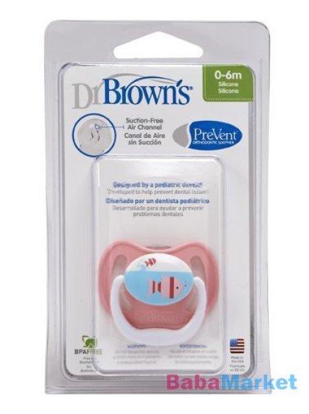 Dr. Browns PreVent vákummentes fogszabályzós játszócumi 0-6h-pink halacska
1db