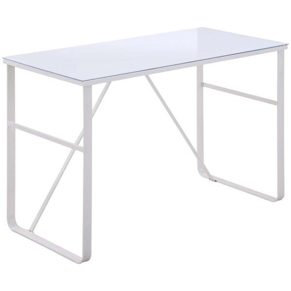 Asztal, Homcom, fém/üveg, fehér