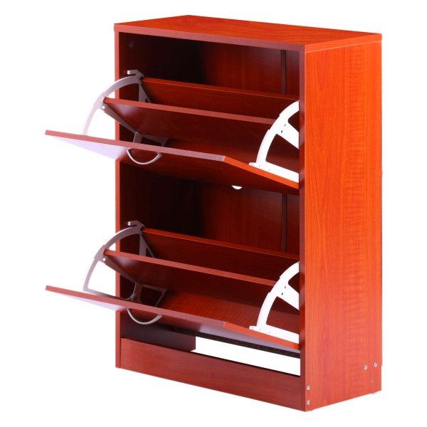 Homcom Cipőtároló szekrény, 2 ajtós, PAL, 60x24x80 cm, barna