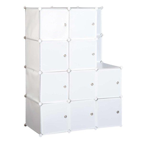Homcom szekrény, moduláris, 10 rekeszes, 111x47x145cm, fehér