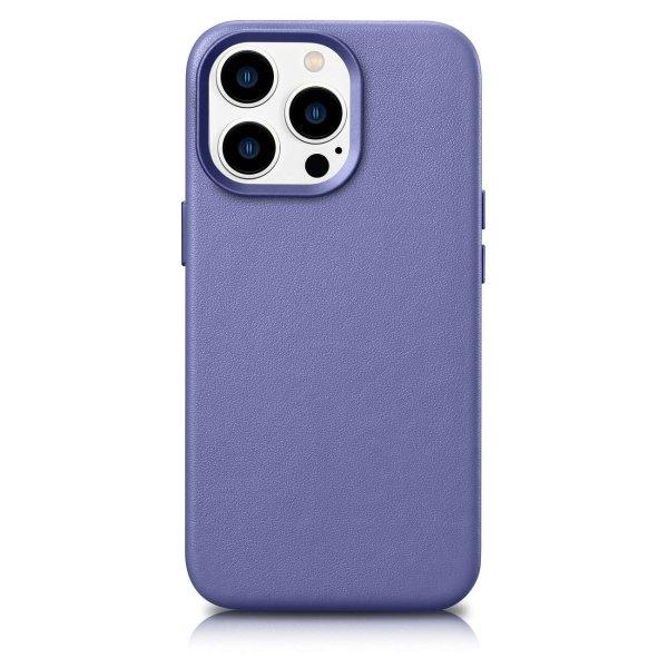 iCarer tok bőr valódi bőr tok iPhone 14 Pro Max Light Purple (WMI14220708-LP)
(MagSafe kompatibilis)