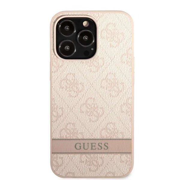 Guess PU 4G csíkos hátlap iPhone 13 Pro rózsaszínű készülékhez
