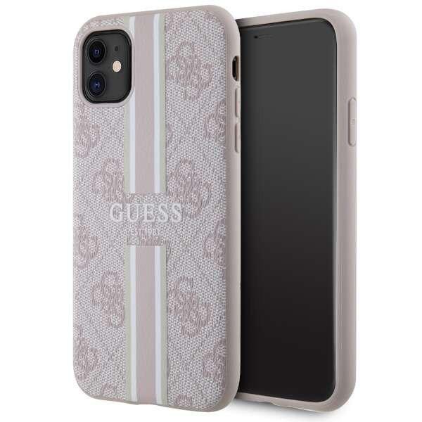 Guess GUHMN61P4RPSP iPhone 11 / Xr rózsaszín keménytok 4G nyomtatott
csíkokkal MagSafe