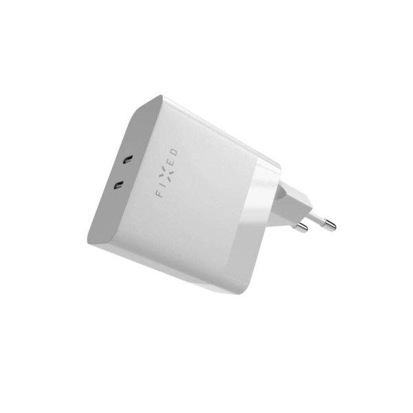 Fixed 2x USB-C Hálózati töltő - Fehér (65W)