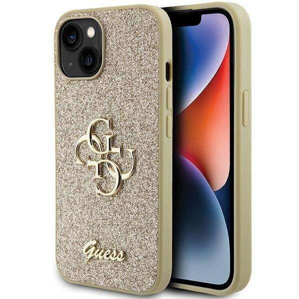 Guess Glitter Script Big 4G tok iPhone 15 Plus készülékhez - arany