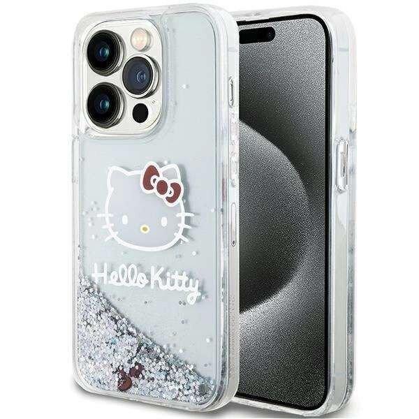 Hello Kitty Liquid Glitter Charms Kitty Head tok iPhone 14 Pro Max - ezüst