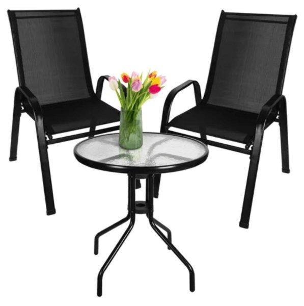 Balkon fekete bútor szett teraszra és kertbe 2 székkel +
asztallal (BB-23461)