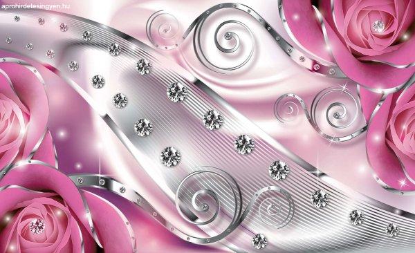 Fotótapéta rózsaszín virágos gyémánt 3D L