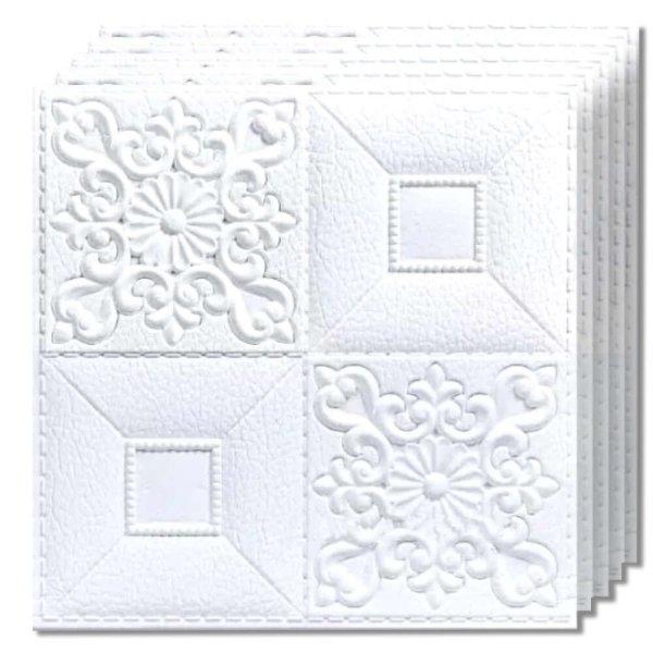Teno 3D Small Tapétakészlet, 50 db, öntapadós, fali/mennyezeti, vízálló,
könnyen felszerelhető, modern dizájn, 35x35 cm, fehér