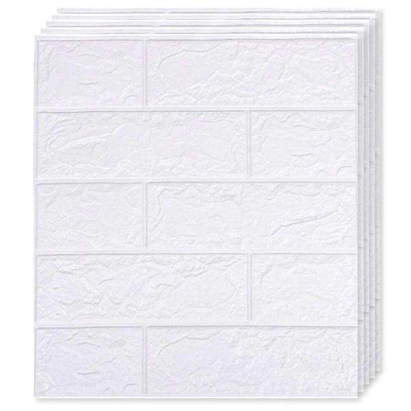 50x Small 3D Teno® Brick Tapéta készlet, öntapadó, vízálló, könnyen
felszerelhető, modern dizájn, 38,5x34 cm, fehér