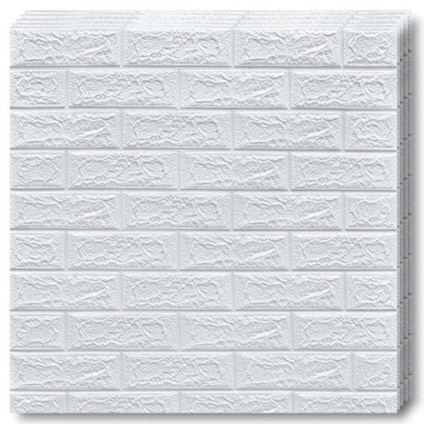 20x Teno® 3D Brick Tapéta készlet, öntapadó, vízálló, könnyen
felszerelhető, modern dizájn, 70x77 cm, fehér